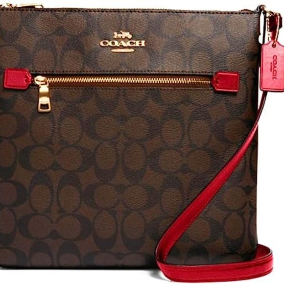 New, Authentic Rowan File Bag - Brown, Black, Red - Picture 1 of 4